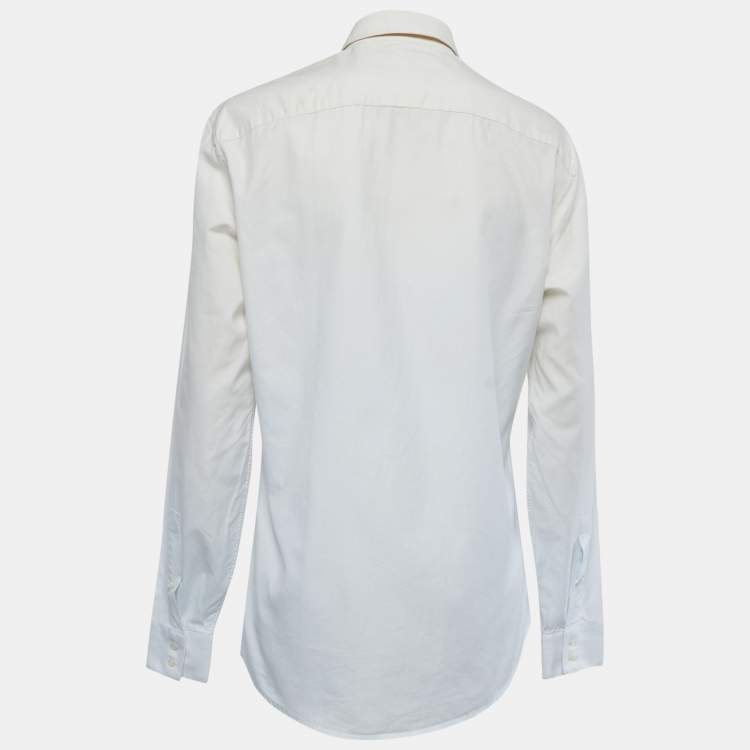 Pre Owned Kenzo Cream & White Cotton Button Front Shirt M