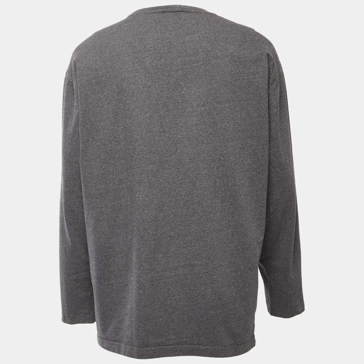 Pre Owned Kenzo Grey  Logo Embroidered Cotton Crew Neck Sweatshirt L