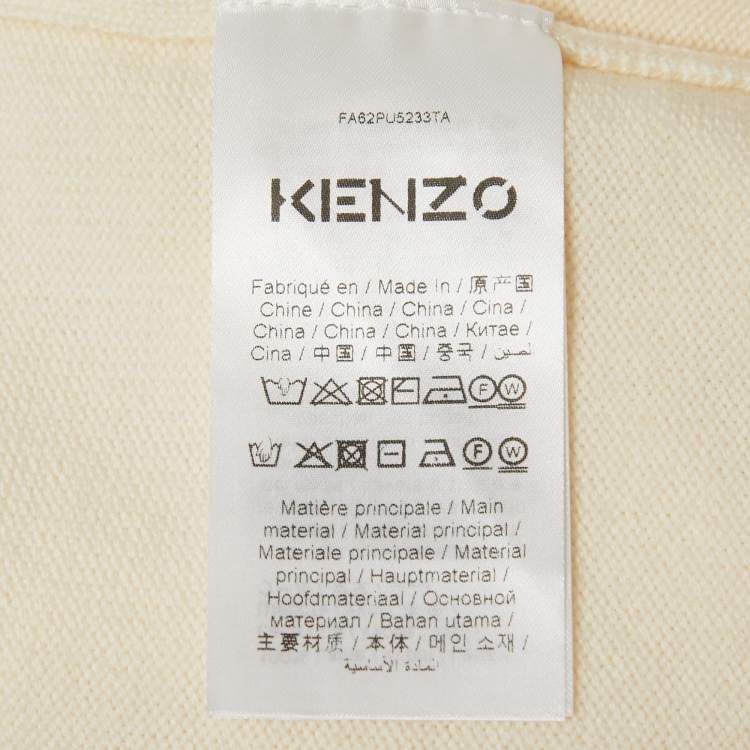 مملوكة مسبقًا Kenzo Cream Tiger Patch Wool Crew Neck Sweater L