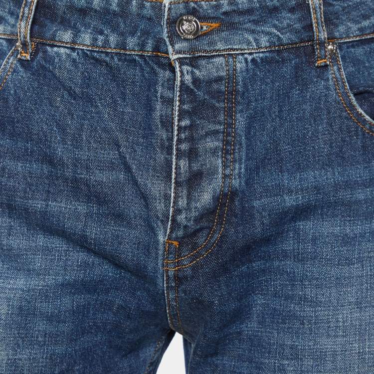 Pre Owned Kenzo Navy Blue Denim Cropped Slim Fit Jeans L Waist 35"