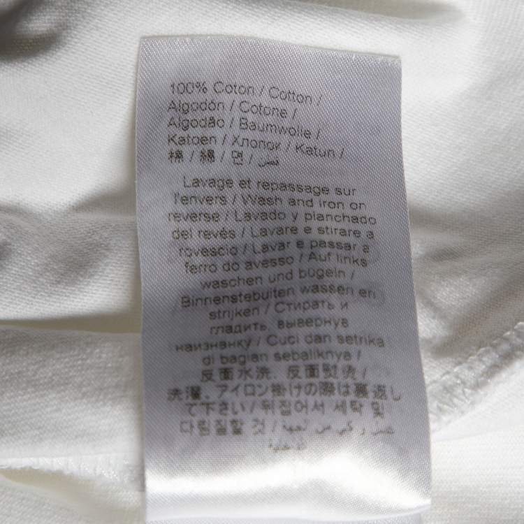 Pre Owned Kenzo White Cotton Knit Logo Printed Sleeve Detail T-Shirt XL