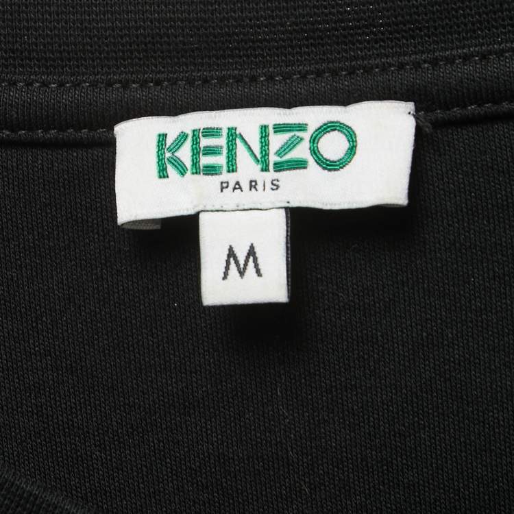 Pre Owned Kenzo Black Tiger Embroidered Cotton Knit Half Sleeve T-shirt M