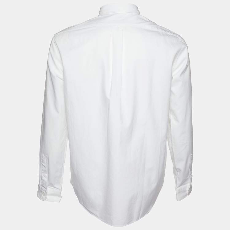 Pre Owned Kenzo White Cotton Tiger Embroidered Casual Fit Shirt L
