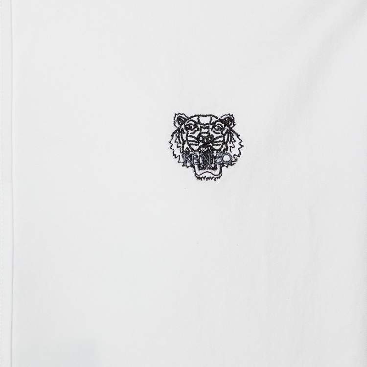 Pre Owned Kenzo White Cotton Tiger Embroidered Casual Fit Shirt L