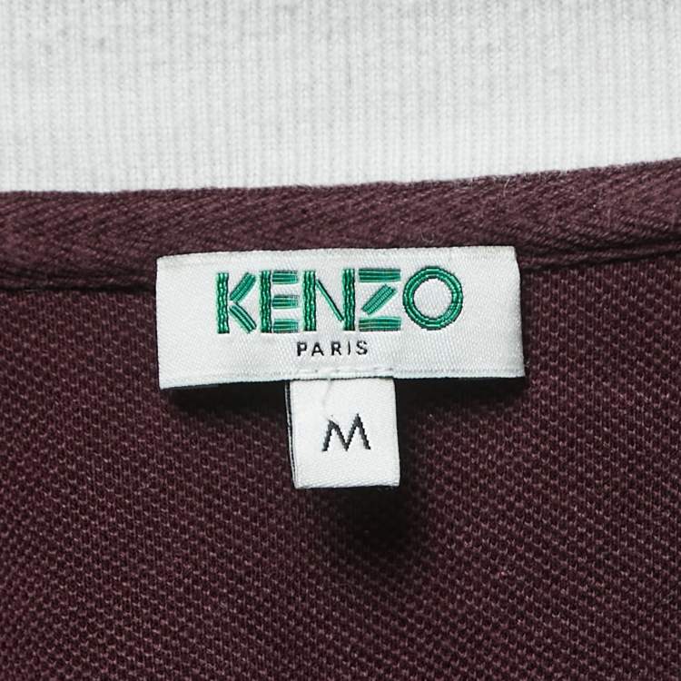 Pre Owned Kenzo Burgundy Cotton Polo Half Sleeve T-Shirt M