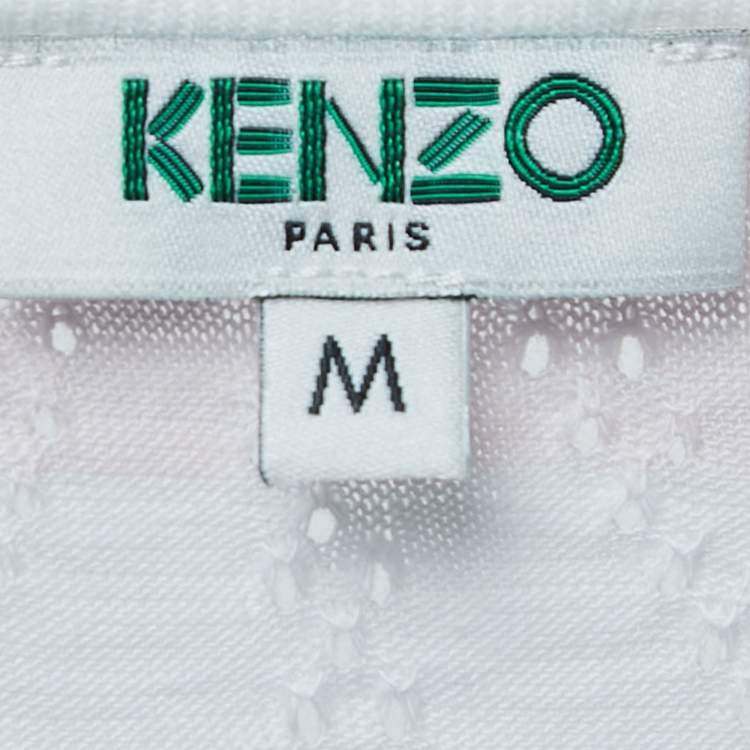 Pre Owned Kenzo White/Pink Patterned Cotton Crew Neck Half Sleeve T-Shirt M