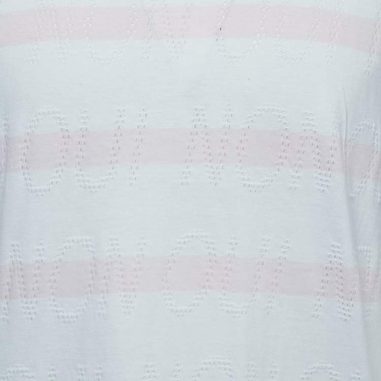 Pre Owned Kenzo White/Pink Patterned Cotton Crew Neck Half Sleeve T-Shirt M