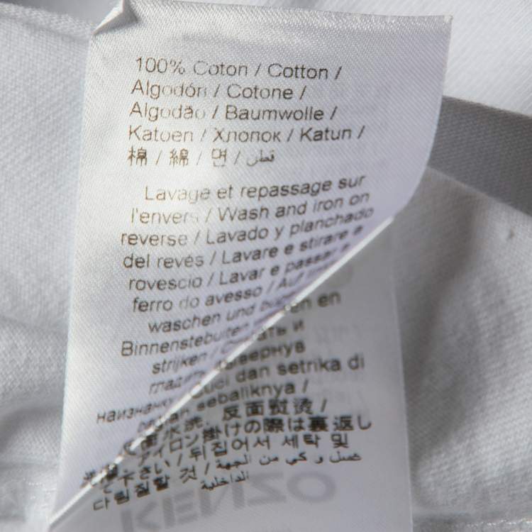 Pre Owned Kenzo White Logo Printed Cotton Knit T-Shirt S