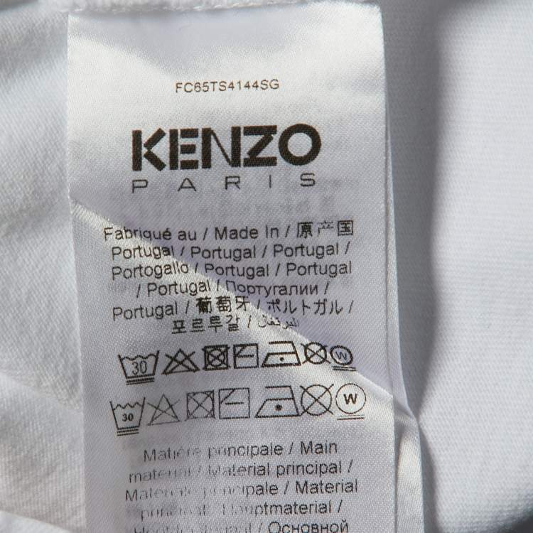 Pre Owned Kenzo White Logo Printed Cotton Knit T-Shirt S