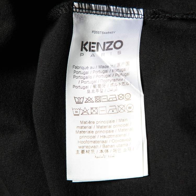 Pre Owned Kenzo Black Pixel Logo Embroidered Cotton Knit T-Shirt S