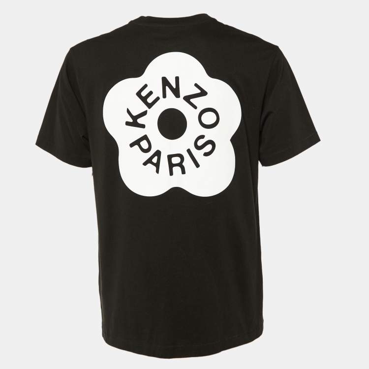 مملوكة مسبقًا Kenzo Black Boke Flower Logo Printed Cotton Knit T-Shirt S