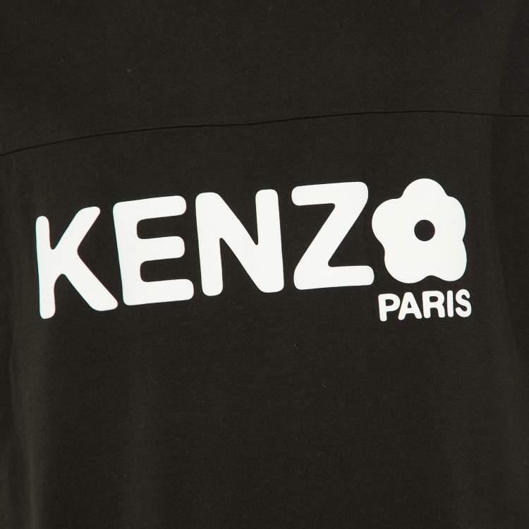 مملوكة مسبقًا Kenzo Black Boke Flower Logo Printed Cotton Knit T-Shirt S