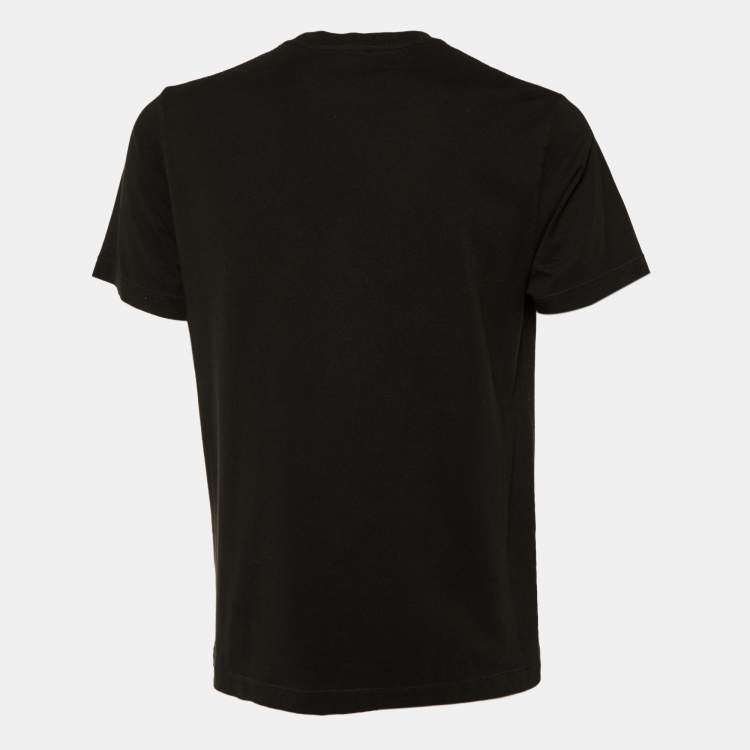 Pre Owned Kenzo Black Cotton Knit Boke Flower Applique T-Shirt S