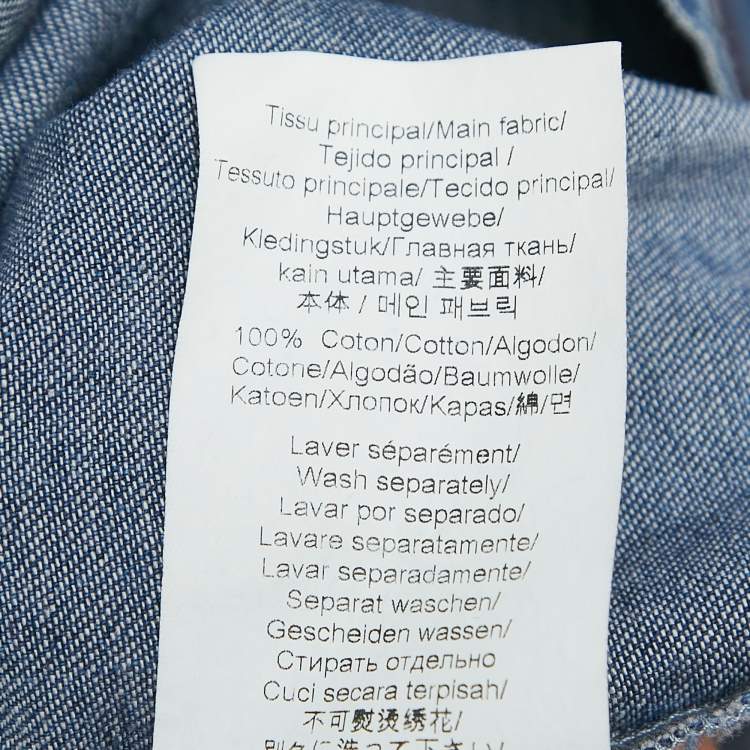 Pre Owned Kenzo Blue Denim Logo Patch Button Front Shirt M