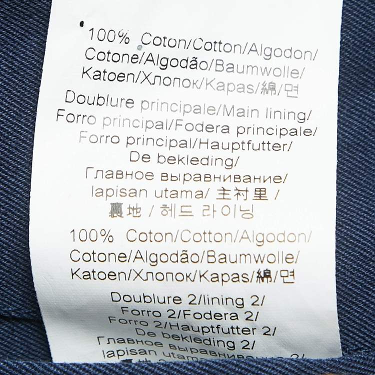 Pre Owned Kenzo Navy Blue Gabardine Logo Detailed Zip Front Hooded Jacket S