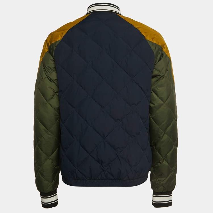 Pre Owned Kenzo Multicolor Quilted Logo Patch Button Front Flight Jacket L
