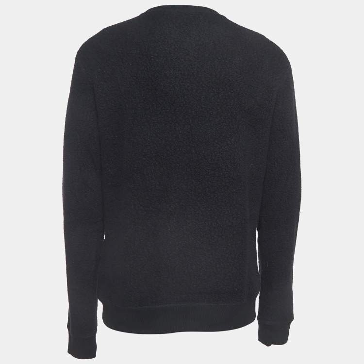 Pre Owned Kenzo Black Logo Embroidered Wool Blend Crew Neck Sweatshirt M