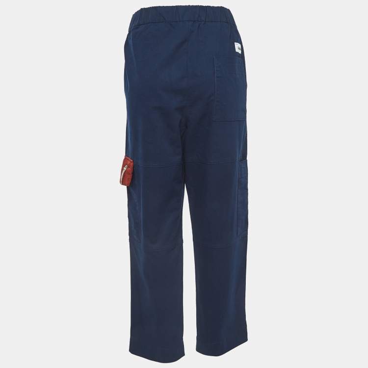 Pre Owned Kenzo Navy Blue Cotton Elasticated Waist Trousers XL