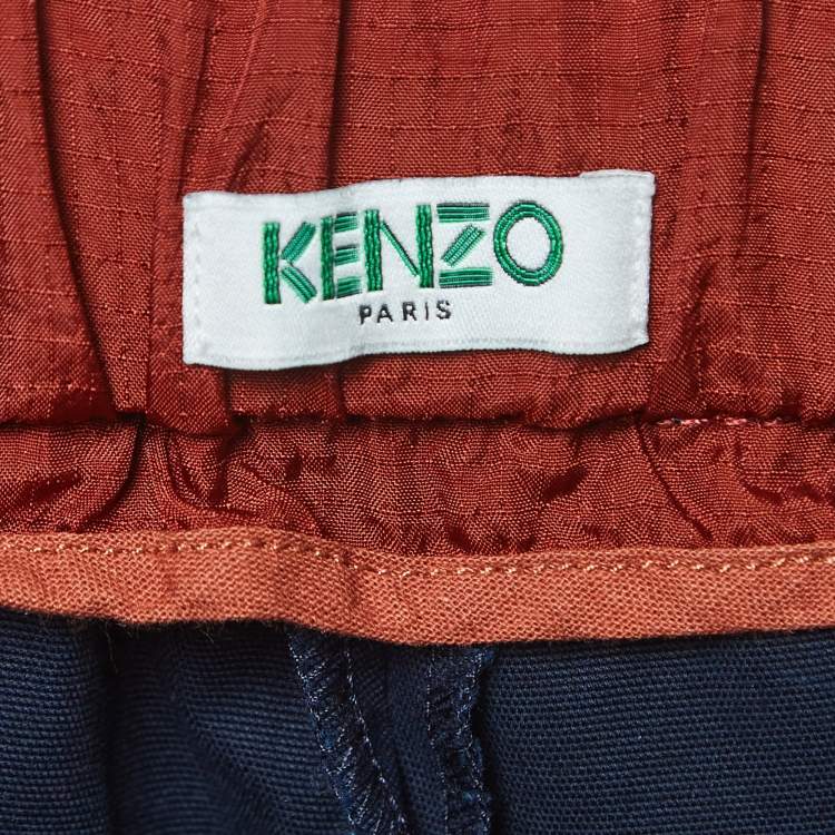 Pre Owned Kenzo Navy Blue Cotton Elasticated Waist Trousers XL
