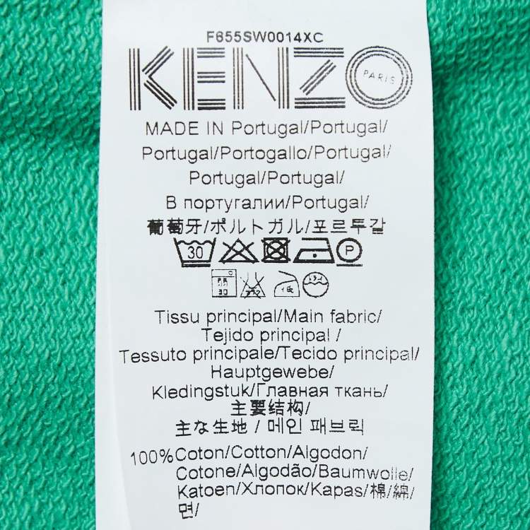 Pre Owned Kenzo Green Tiger Embroidered Cotton Crew Neck Sweatshirt M