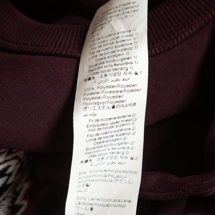 Pre Owned Kenzo Burgundy Logo Tiger Embroidered Cotton Sweatshirt XS