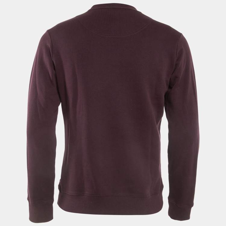 Pre Owned Kenzo Burgundy Logo Tiger Embroidered Cotton Sweatshirt XS