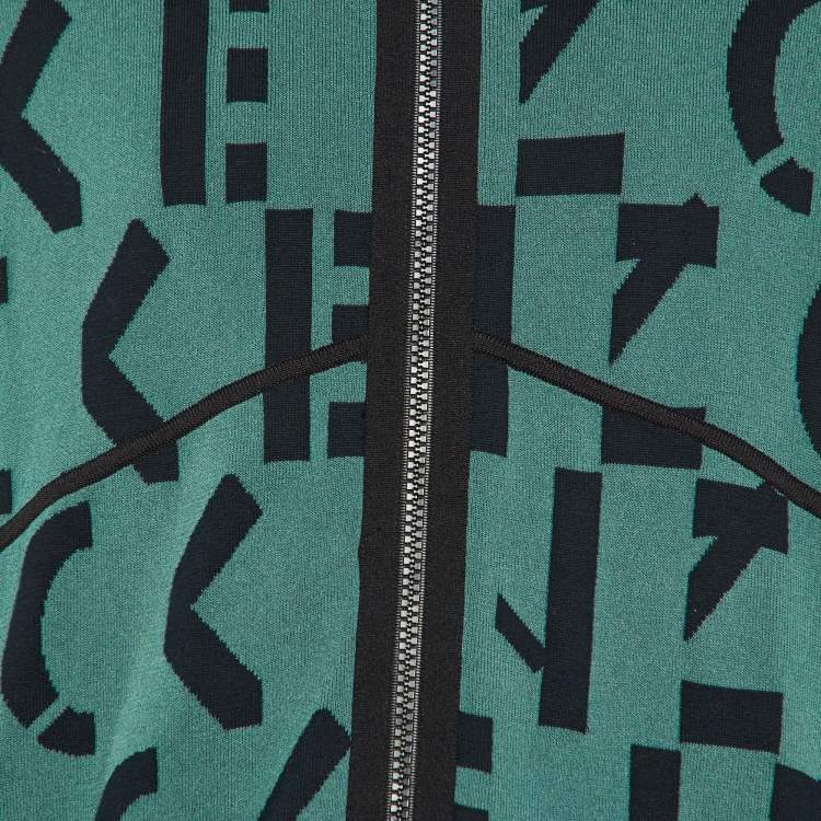 Pre Owned Kenzo Green Logo Knit Track Suit Set M/S