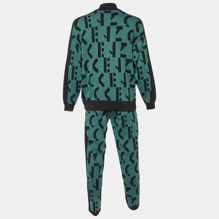 Pre Owned Kenzo Green Logo Knit Track Suit Set M/S