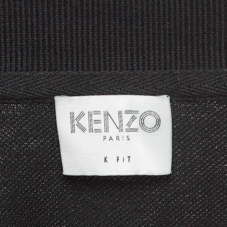 مملوكة مسبقًا Kenzo Black Logo Applique Cotton Knit K Fit Polo T-Shirt L