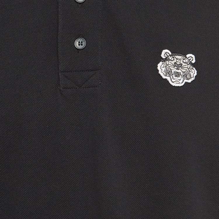 مملوكة مسبقًا Kenzo Black Logo Applique Cotton Knit K Fit Polo T-Shirt L