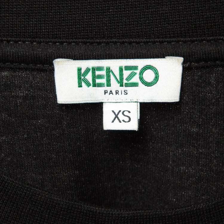 Pre Owned Kenzo Black ‘i Love You' Fan Sign Cotton Crew Neck T-shirt XS