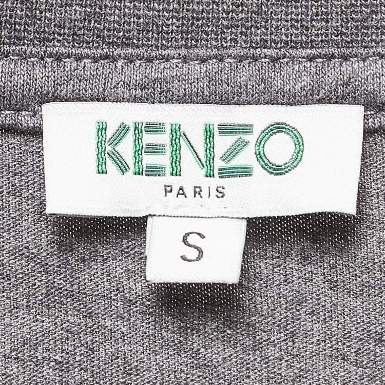 Pre Owned Kenzo Grey Printed Cotton Half Sleeve T-Shirt S