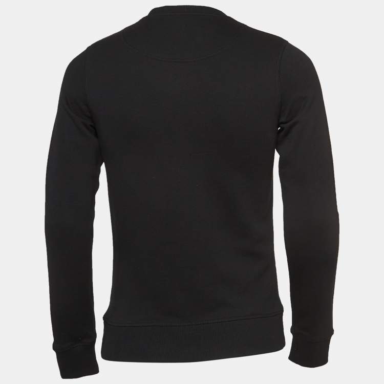 Pre Owned Kenzo Black Eiffel Embroidered Cotton Knit Crew Neck Sweatshirt XS