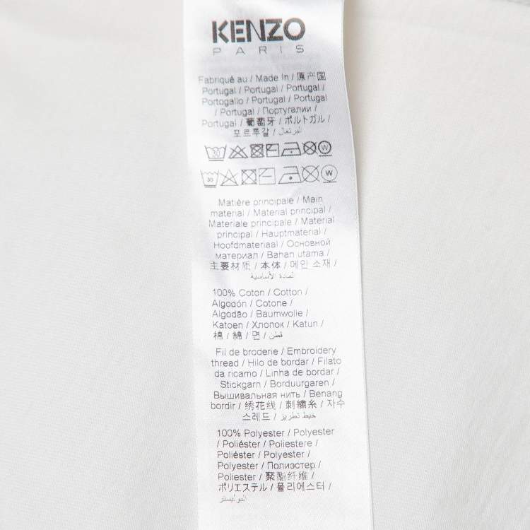 Pre Owned Kenzo White  Eiffel Tower Embroidered Cotton T-Shirt L