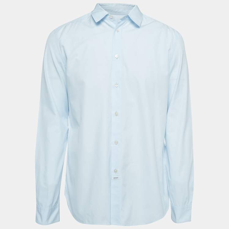 Pre Owned Kenzo Blue Print Back Cotton Button Front Shirt L