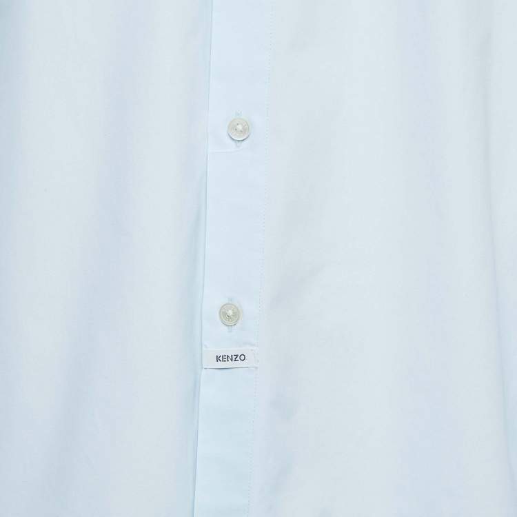 Pre Owned Kenzo Blue Print Back Cotton Button Front Shirt L