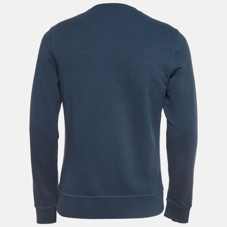 مملوكة مسبقًا Kenzo Teal Blue Logo Tiger Embroidered Cotton Sweatshirt M