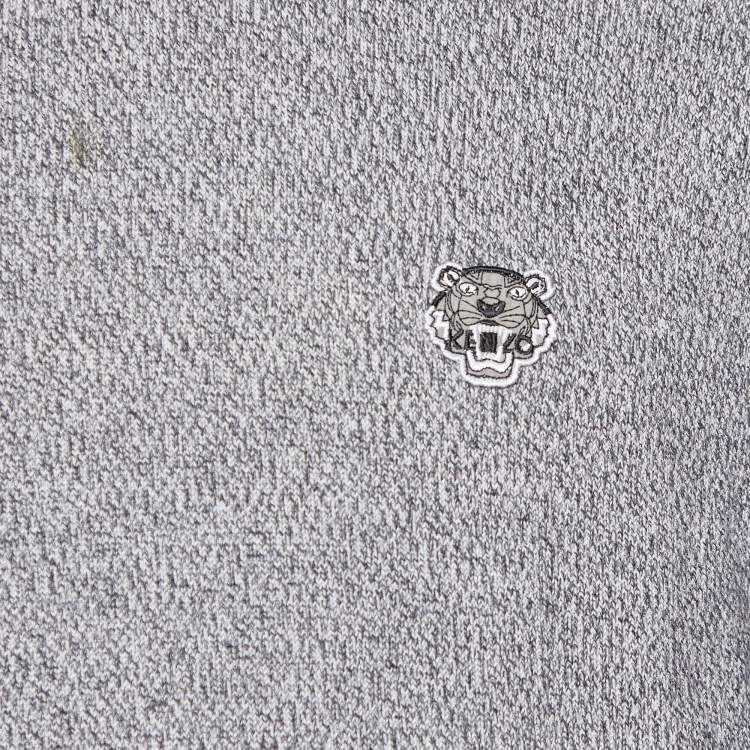 Pre Owned Kenzo Grey Melange Wool Knit Crew Neck Sweater L