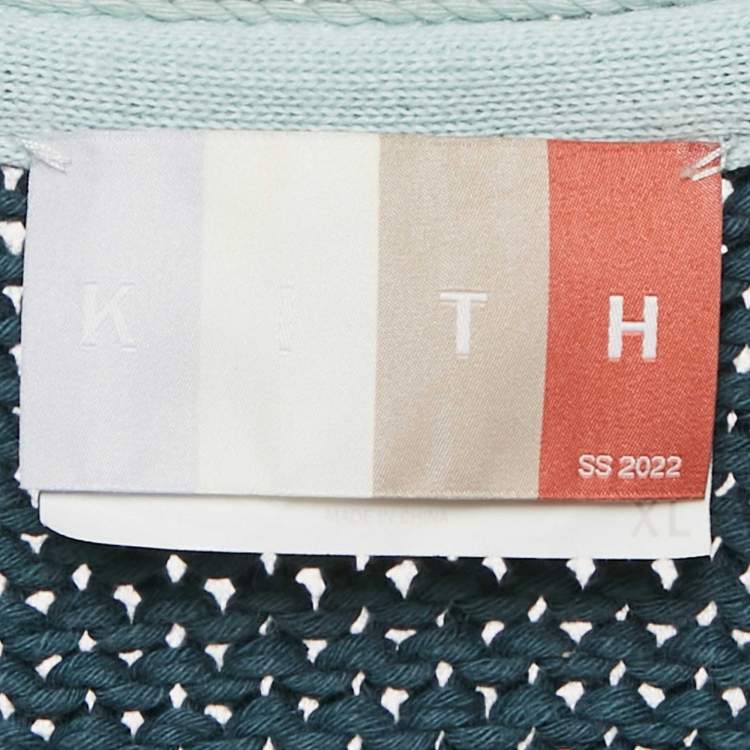 Pre Owned Kith Blue Intarsia Cotton Knit Button Front Cardigan XL