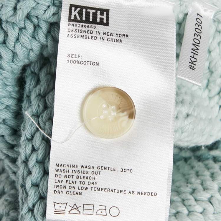 Pre Owned Kith Blue Intarsia Cotton Knit Button Front Cardigan XL