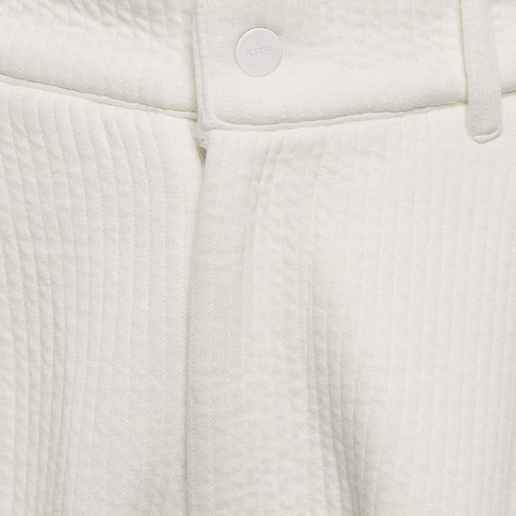 Pre Owned Kith White Rib Knit Pleated Trousers S