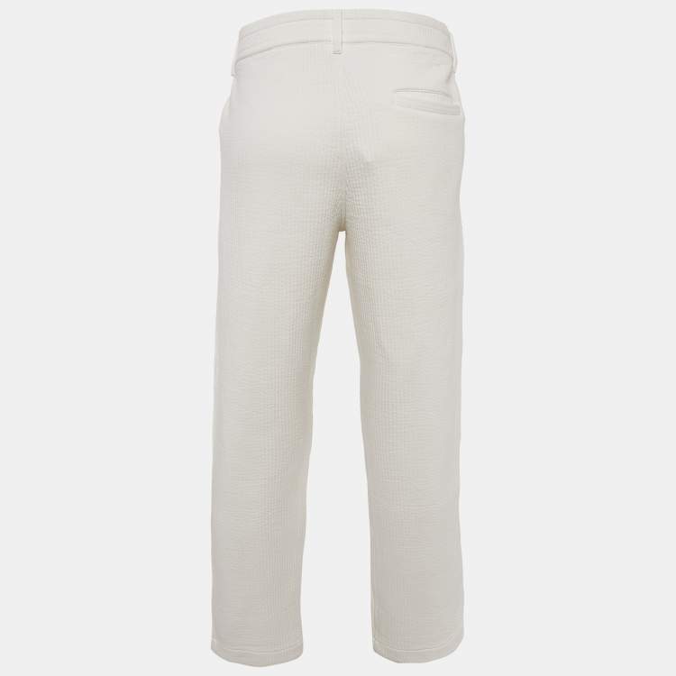 Pre Owned Kith White Rib Knit Pleated Trousers S