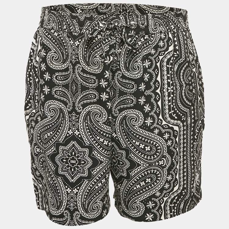 Pre Owned Kith Black Paisley Print Silk Jersey Shorts L