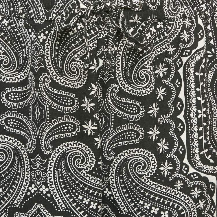 Pre Owned Kith Black Paisley Print Silk Jersey Shorts L