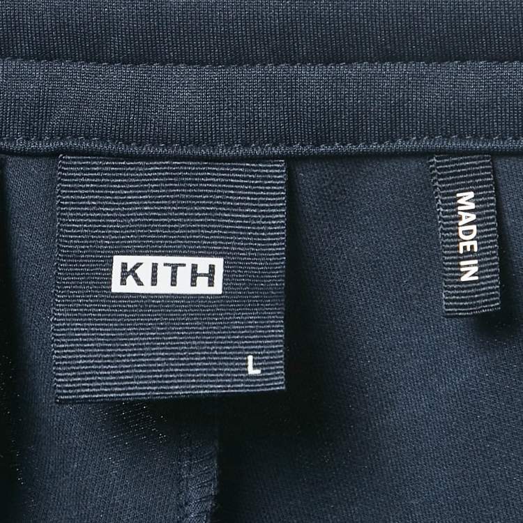 Pre Owned Kith Navy Blue Knit Contrast Trimmed Trackpants L