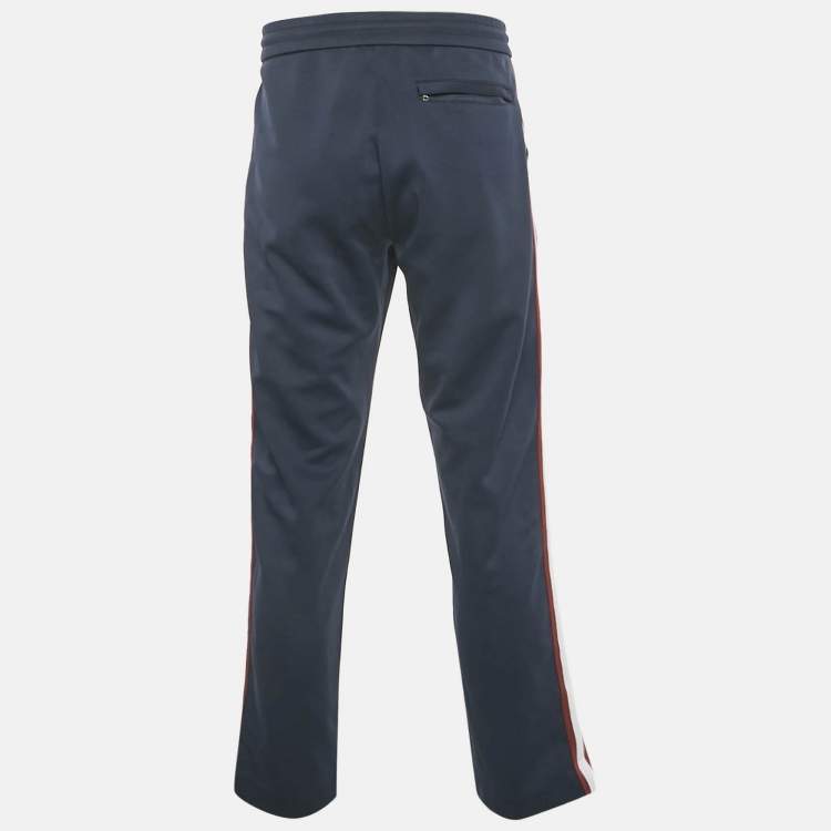Pre Owned Kith Navy Blue Knit Contrast Trimmed Trackpants L