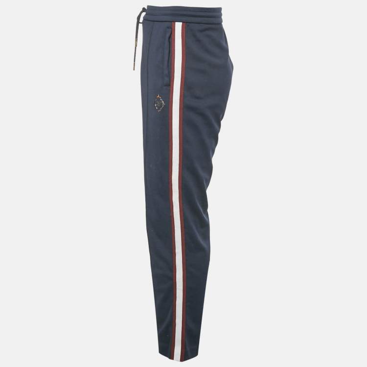 Pre Owned Kith Navy Blue Knit Contrast Trimmed Trackpants L