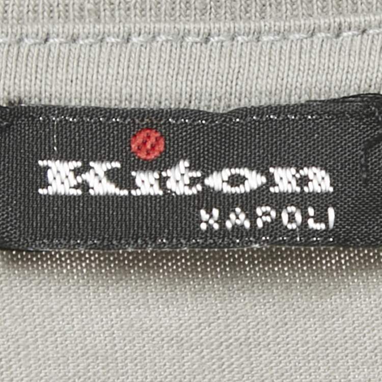 Pre Owned Kiton Grey Logo Embroidery Cotton Crew Neck T-Shirt S