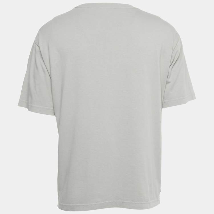 Pre Owned Kiton Grey Logo Embroidery Cotton Crew Neck T-Shirt S