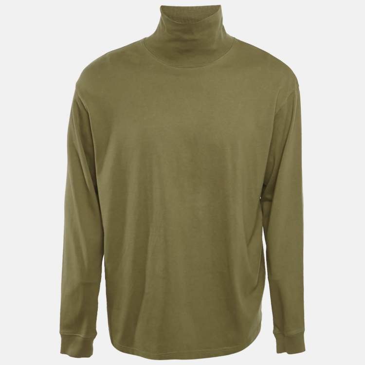 Pre Owned Kith Olive Green Cotton Turtle Neck Long Sleeve T-Shirt L